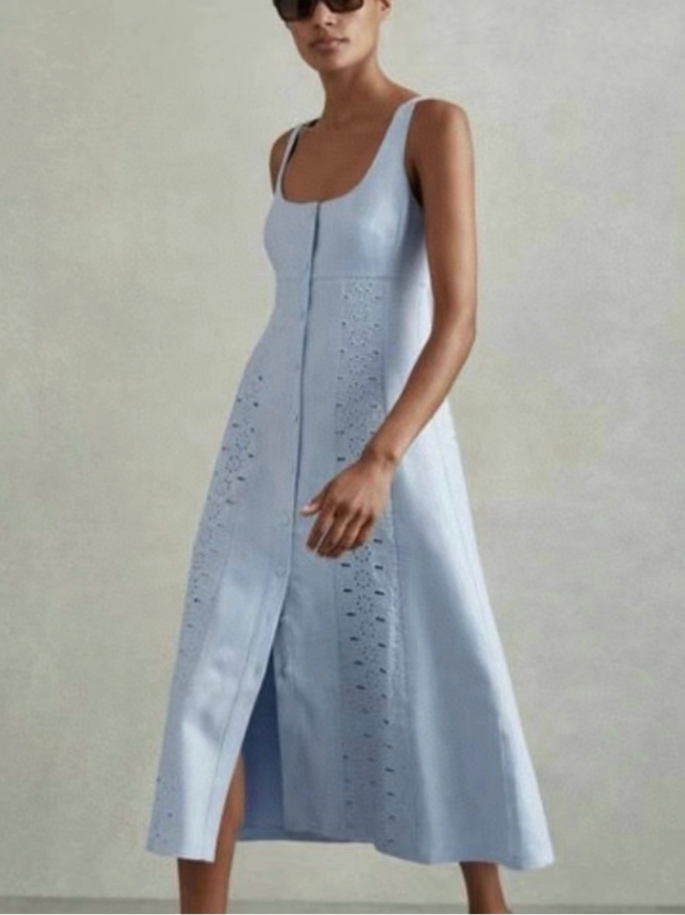 NWT Reiss Light Blue Linen Maxi Dress